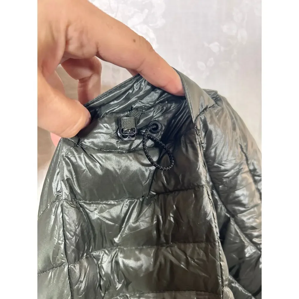 Abercrombie Fitch Jacket XL Full Zip Army Green Down Filled Quilted Hood Puffer - Picture 16 of 16